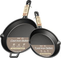 Bakken Cast Iron Skillet Set, 10" & 12" Pre-Seasoned Frying Pans with Even Heat Retention, Versatile for Stove, Oven, Grill & Campfire, Easy-Grip Handles, Hand Wash Only, 4.41 lbs & 6.61 lbs