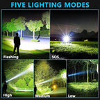 AMAKER LED Rechargeable Headlamp, High Lumens Super Bright with 5 Modes & IPX7 Level Waterproof USB Rechargeable Zoom Headlamp, 90° Adjustable for Outdoor Camping, Running, Cycling, Climbing