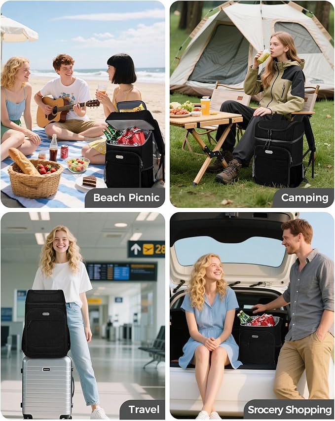 BAGLHER Lightweight Insulated Cooler Backpack - 30 Cans, Leak-Proof for Lunch, Picnic, Hiking, Camping Trips