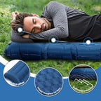 Sleeping Pad, 4.7" Extra-Thick & Ultralight Inflatable Camping Mat with Pillow, Built-in Foot Pump, Compact for Backpacking, Camping, Hiking, Travel — Navy Blue