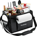 HAUSHOF Large Grill and Picnic Caddy with Paper Towel Holder, Condiment Pocket, Foldable BBQ Organizer Easy Carry Griddle Caddy for Camping, RV, Outdoor Waterproof Oxford Cloth (Black)