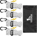 HIKEMAN Reflective Tent Rope Guyline - 4M Camping Guide Ropes,4mm Tent Guy Ropes Cord with Aluminum Tensioners Adjuster for Outdoor Camping Hiking Caravan Awning Tents (White, 4mm)