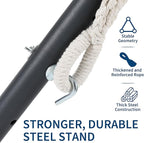 Double Hammock with Stand - Heavy Duty 450lbs Capacity, Portable Cotton Hammock for Two Adults, Indoor & Outdoor Use with Travel Bag, Black&White Stripe Pattern