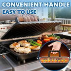 SafBbcue 14" Stainless Steel Rectangle Cheese Melting Domer Basting Cover & Cast Iron Rectangle Griddle Smash Burger Grill Weight Press for Blackstone, Pitboss, Camp Chef Flat Top Grills Accessories