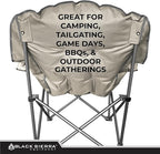 Black Sierra Oversized Camping Chair for Adults – 400 lb Heavy Duty Folding Chair with Cup Holders & Carry Bag