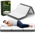 Treaton, 5-Inch Tri-Folding Gel Memory Foam Portable Floor Mattress | Breathable Mesh, Ultra Soft, Cot Pad, Removable and Washable Cover, Comfortable Support, Therapeutic Qualities, 31-Inch, White