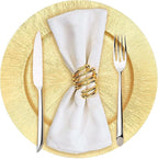 DYRABREST 50 Pcs Gold Charger Plates, 13 Inch Bulk Round Charger Plates Plastic Wedding Dinner Elegant Reusable for Table Setting Wedding Party Event Tabletop Setting Decor (Gold)
