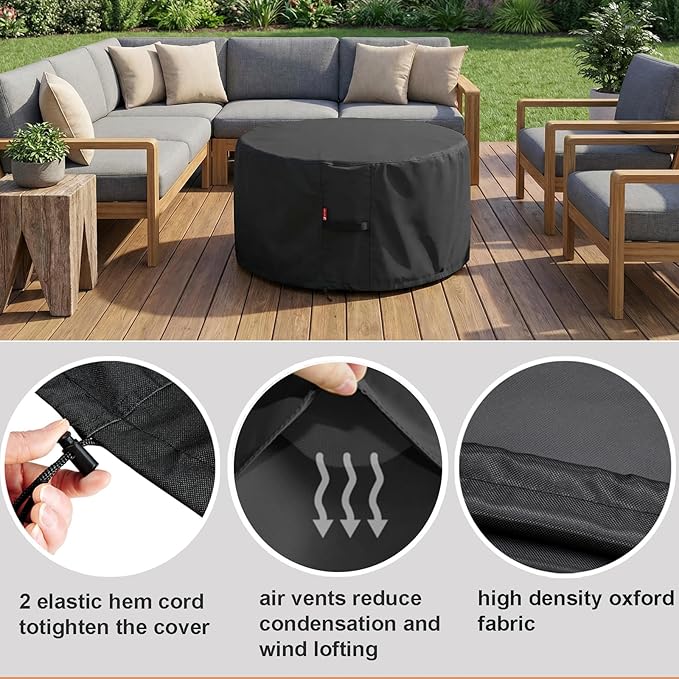SheeChung Fire Pit Cover 36"x34" for Ikuby Fire Pit Sphere,Waterproof Heavy Duty 600D Round Fire Pit Cover for Outdoor Large Globe/Ball Firepit,Fits Propane Gas Fire Pit