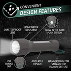 Energizer S-600 LED Flashlight Rechargeable Solar and AA Battery Power Options, Super Bright IPX4 Water Resistant Flashlights High Lumens for Emergencies, Outdoors, DIY