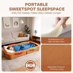 Toddler Travel Bed Sandwich Style - Portable Toddlers Floor Beds, Foldable Soft Foam Travel Crib for Baby and Kid, Washable Cover Toddler Cot with Safety Rail for Travel, Medium Size