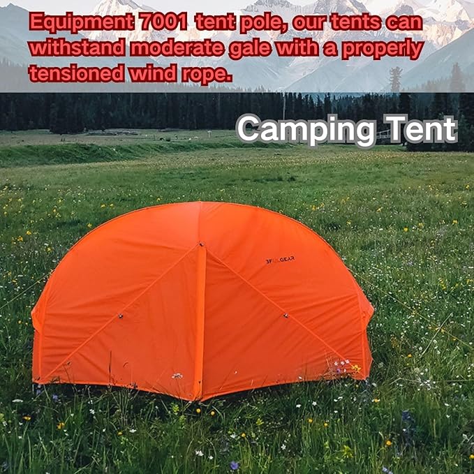 3F UL Gear Waterproof 1/2Person Camping Tent, Windproof Outdoor 3/4Seasons Tent, Portable Camping & Hiking Tent Shelter for Backpacking