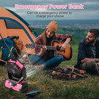 Odoland 30000mAh Camping Fan with LED Lantern, Rechargeable Battery Operated Oscillating with Remote Hook, Portable Tent Fan with Timer, 4 Speeds for Outdoor RV Jobsite Power Outage, Pink