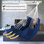 Chihee Hammock Chair Hanging Chair with Foot Rest 2 Cushions Max 500lbs Robust Metal Spreader Bar Collapsible Easy Storage Soft Cotton Swing Chair Strong Strap Iron Carabiner Side Pocket Included