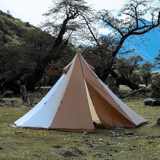 Tipi Tent Camping Hot Tent, Rheum Nobile Lightweight Teepee Waterproof with Stove Jack for 2-4 Person Hiking, Hunting, Backpacking