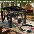 BESTFIRE 200,000 BTU Heavy Duty Propane Burner, High Pressure Outdoor Gas Stove with 0-20 PSI Adjustable Regulator & Hose, Portable Single Burner for Home Brewing, Turkey Fryer, Wok Cooking & Camping