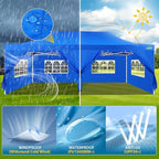 COBIZI 13x26 Heavy Duty Pop Up Canopy with 6 Sidewalls Party Tent Outdoor Wedding Large Event Tent with Roller Bag for Garden Lawn Waterproof UPF 50+ Easy Up, Blue (Framework Upgraded)