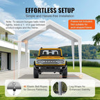 VEVOR Carport Replacement Canopy Cover 10 x 20 ft, Garage Top Tent Shelter Tarp Heavy-Duty Waterproof & UV Protected, Easy Installation with Ball Bungees,White (Only Top Cover, Frame Not Include)