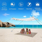 Beach Tent, Beach Canopy Sun Shade UPF 50+, Portable 10×10 FT Camping Sun Shelter with Sandbags, Poles, Ground Pegs and Anti-Wind Ropes Easy Setup for Outdoor, Backyard, Picnics, Fishing