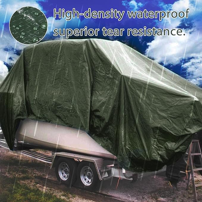 Heavy Duty Waterproof Tarp 6x8 FT, 6 Mil Thick Tarpaulin Cover with Reinforced Edges & Grommets - for Outdoor Camping, Roof, Boat, RV, Pool, Tent - Includes Utility Rope