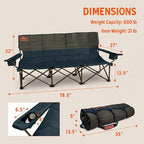 Kelty Lowdown Couch - 3 Person Capacity Camping Chair, Extra Large and Sturdy Bench for Campsites, Soccer Games, and Backyard Parties