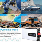 Inverters 6000W 12V/24V/48V/60V/72V DC to 110V/220V AC Voltage Converter for Home RV Truck Car Camping Solar, with Socket
