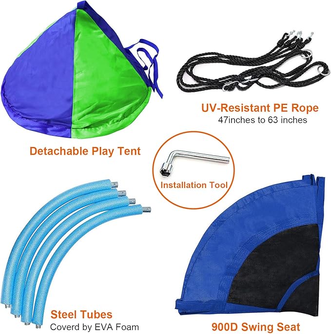 Hanging Tree Swing Tent Waterproof Backyard Hammock Chair Max Capacity 600lbs Detachable Play Tent Swing Play House Castle Nest Pod Indoor Outdoor Bedroom Ceiling Hanging Tent Camping Tree House