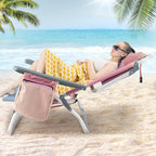 Tangkula Set of 2 Backpack Beach Chair, 5-Position Lay Flat Beach Chairs with Cooler Bag, 2 Cup Holders, Towel Bar, Lightweight Folding Beach Chair with Backpack Straps