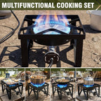 BESTFIRE 200,000 BTU Heavy Duty Propane Burner, High Pressure Outdoor Gas Stove with 0-20 PSI Adjustable Regulator & Hose, Portable Single Burner for Home Brewing, Turkey Fryer, Wok Cooking & Camping
