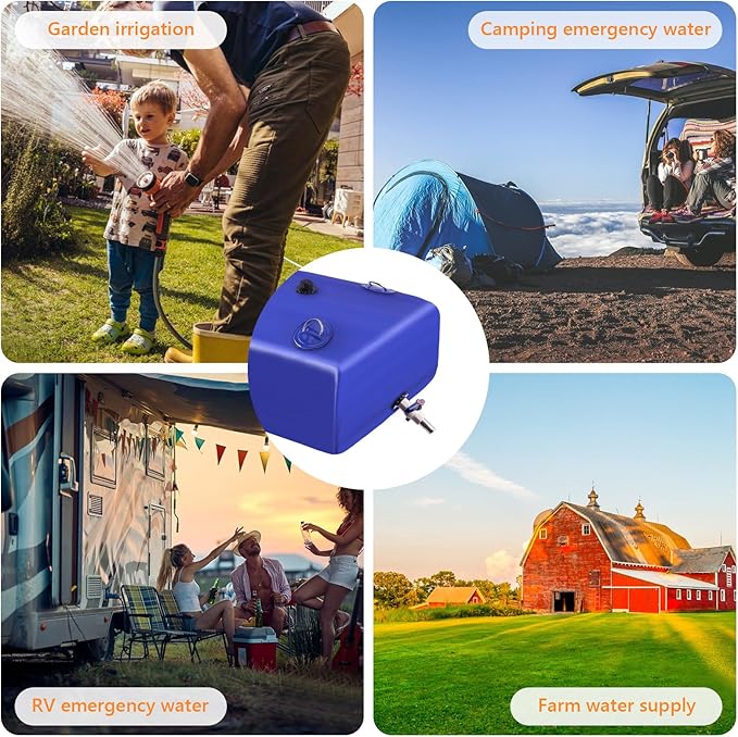 Water Tank, 150 Gallon Water Storage Bladder, Foldable Portable Water Storage, Large Water Storage Containers with 3/4" PVC Spigot and Hose Kit for Camping, Garden, Emergency Water Bag
