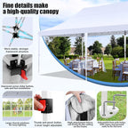 COBIZI 10x20 Pop Up Canopy with 6 Sidewall, Commercial Canopy UPF 50+ Waterproof Outdoor Gazebo with Carry Bag, Tents for Parties with Upgrade Frame, 3 Height Adjustable, White