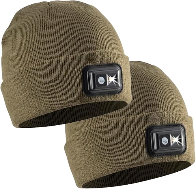 POWERCAP LED Hat Light 150 Lumens Rechargeable Fleece Beanie with Bright Built-in Headlamp Waterproof LED Warm One Size Cap