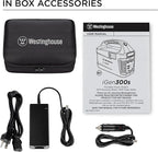 Westinghouse 296Wh 600 Peak Watt Portable Power Station and Solar Generator, Pure Sine Wave AC Outlet, Backup Lithium Battery for Camping, Home, Travel, Indoor/Outdoor Use (Solar Panel Not Included)