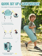 EVER ADVANCED Kids Hammock Chair Foldable, Kids Camping Chair with Stand Portable, Hammock Swing Chair with Cup Holder, Child Camping Gear Carry Bag for Traveling Outdoor Patio Supports 125LBS Green