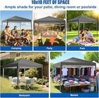 Yesker 10x10 Pop Up Canopy Tent UPF 50+ Waterproof Outdoor Canopy Portable Folding Easy Setup Gazebo Adjustable Height Instant Sun Shade Tent with Wheeled Bag for Events Parties Camping Patio, Gray