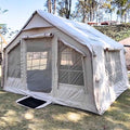 Coody Inflatable Canvas Camping Tents with Stove Jack – Premium Air Beam Family Glamping Tent, Breathable Cotton Canvas, Fast Setup Air Tent with Pump