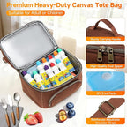 Waxed Canvas Lunch Bag for Men, Small Soft Cooler Bags Insulated with 2 Ice packs, Women Lunch Bags for Work, 10.5L 2 Compartments Leakproof Lunchbox for Work, Camping, Beach and Road Trips