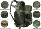 LHI Military Tactical Backpack for Men and Women 45L Army 3 Days Assault Pack Bag Large Rucksack with Molle System - Green