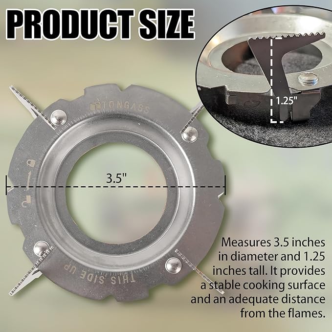 TonGass Camping Stoves Pot Support Compatible with Jetboil Stove Pots Support Stainless Steel Portable Camp Pot Stand for Jetboil Burner Replacement, Can Accommodate Up to 9" Skillets or 2L Cook Pots