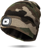 Classic Rechargeable LED Warm Knit Beanie Head Light Hat Headlamp for Outdoor Activities