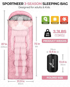 Sportneer Sleeping Bag for Adults & Kids, Cold Weather & Warm Waterproof Camping Sleeping Bag, Compact Portable for Camping Hiking & Travel