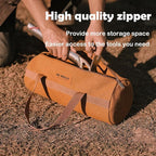 Tent Stakes Bag, Double Layer Tent Pole Pegs Storage Bag, Camping Accessories Large-Capacity Canvas Tool Bag with Zipper for Man Camping, Hiking (35cm Khaki)