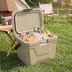 COSTWAY Insulated Portable Cooler, Hard Shell Ice Chest w/ 2 Cup Holders, Bottle Opener, Drain Plug, 3-Day Ice Retention, Outdoor Leak-Proof Dry Box for Beach, Camping, Fishing, Picnic
