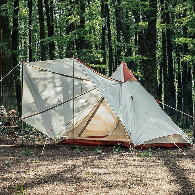 GeRRiT Family Camping Tent Large Waterproof Double Layer Pyramid Tipi Tent Camping Mongolian Yurt Tent for Picnic Festival