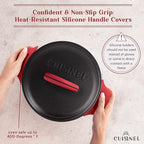 Cuisinel Cast Iron Dutch Oven - 5-Quart Deep Pot + Lid + Pan Scraper + Handle Cover Grips - Large Pre-Seasoned Cooker for Baking Bread, Soup, Frying - Indoor/Outdoor Kitchen, Camping, Fire, BBQ Safe