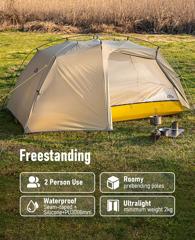 iClimb 1 Ultralight 3 Season Tent and 1 Air Sleeping Pad, Ultralight Compact for Adults Outdoor Camping Backpacking Hiking