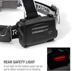 Steelman Pro Slim Profile LED Motion-Sensing Headlamp with Rear Safety Flasher, 3 Brightness Settings, 20m Beam, Water-Resistant, 3 AA Batteries