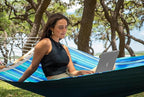 SUPERJARE Hammock with Stand, 2 Person Heavy Duty Hammock with Padded Cotton, Detachable Pillow & Strong Curved-Bar & Portable Carrying Bag, Perfect for Outdoor & Indoor, Aqua Blue
