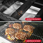 Unicook Adjustable Porcelain Steel Heat Plate, Extends from 11.75" up to 21" L，Grill Replacement Parts, Heavy Duty Heat Shield, Burner Cover, Flame Tamer for Gas BBQ, Pack of 1