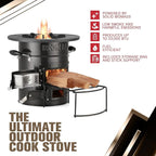 Rocket Stove – Camping Wood Stove for Emergency Preparedness, Survival, Off Grid Living Supplies – Portable Wood Burning Stove with Canvas Storage Bag and Fuel Support System