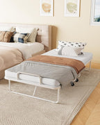 Zenzy Cot Folding Bed with Mattress, CertiPUR-US Certified 4" Mattress Topper & Sturdy Metal Frame, Fold Up Bed for Guest/Bedroom/Office/Camp, 75" x 31", White